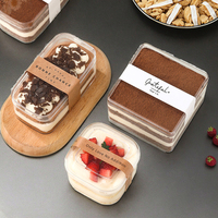 Vente en gros Boîte à gâteau tiramisu transparente carrée et ronde en plastique PS