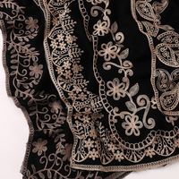 Moyen-Orient nouveau noir broderie coton sentiment écharpes châles malaisie indonésie fleur dentelle Polyester Hijabs 70*190CM Turban