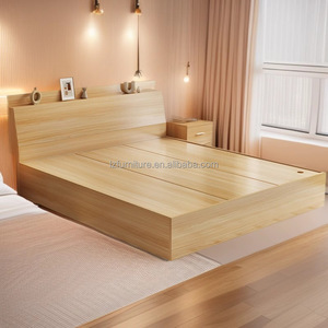 Economy Simple Wood Base Hotel <b>Bed</b> Customized Queen King Size <b>Platform</b> <b>Bed</b> <b>Frame</b> with Headboard For 3 Star Hotel Bedroom Sets - Product Image 1