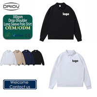 Polo à manches longues coupe ample 300G avec épaules tombantes pour le printemps et l'automne, idéal pour le quotidien, avec service de personnalisation de logo en gros