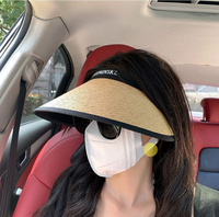 Chapeau de soleil d'été pour femme, style bandeau, à dessus ouvert, en paille tressée, pour la plage, le cyclisme et les sports de plein air