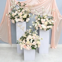 50 cm Champagner/Weiß-Rosa Künstliche Rosenkranz-Tischdekoration, Kerzen-Mittelstücke, Blumenkugeln für Hochzeitstische