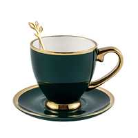 Ensemble tasse et soucoupe en céramique de style turc, ensemble de café et de thé en porcelaine avec décor doré pour le thé ou les fêtes