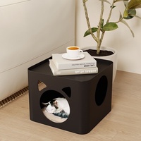 Table d'appoint intégrée pour chat avec roulettes, en métal, adaptée à toutes les saisons, meuble de salon pour humains et animaux de compagnie