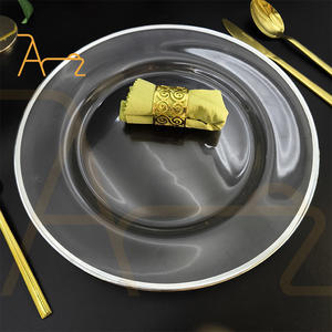 الأكثر مبيعًا أواني 13 بوصة فضة حافة لوحة زجاجية شفافة يمكن تخصيصها مع أنماط أخرى لحفلات الزفاف - Product Image 6