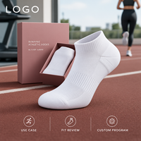 Chaussettes de course athlétiques respirantes avec protection anti-ampoules, maille ventilée, gestion de l'humidité, maintien du talon, bout plat, ajustement sans couture, blanches