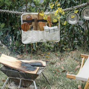Sac de rangement pour vaisselle de camping en toile, sac portable pour barbecue et pique-nique, sac suspendu pour vaisselle de camping - Product Image 2