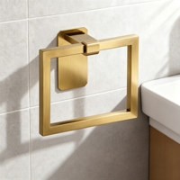 Ensemble complet d'accessoires de salle de bain 5 pièces en or, kit mural avec porte-serviettes, anneau carré, crochet et support