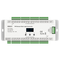 Contrôleur intelligent d'éclairage d'escalier ES32-V 5-24VDC 32CH*1A avec capteur de mouvement PIR, tension constante pour bande LED, garantie 5 ans