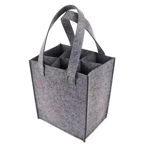 Custom Logo Reusable Portable Bottle Delivery Bag Eco-Friendly Felt Carrier Aluminum Cooler for Wine Beer Kitchen Use Large Size