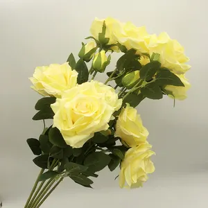 EG-A207 Mehrfarbige Seide 3-Spitzen-Rose künstliche Blumen Rose für Hochzeitsdekoration