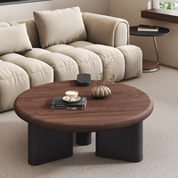 Ensemble de table basse et table d'appoint créatif bicolore : teintes noyer-noir/blanc, design moderne élégant, haute qualité pour salons