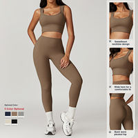 Conjunto Deportivo de 5 Piezas de Alta Calidad FH Custom, Ropa Deportiva, Leggings de Gimnasio, Pantalones Cortos Deportivos, Sujetador Deportivo, Ropa de Yoga para Mujer