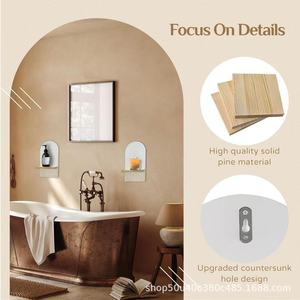 <b>Wall</b> <b>Mounted</b> Wooden Floating <b>Shelf</b> With White Arc Backplate For Bedroom And Living Room Decor - Product Image 3