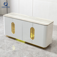 Chine style américain chêne bois 4 portes haute brillance buffet en bois armoire de rangement étagère support luxe or blanc pour salle à manger
