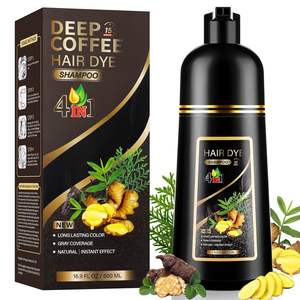 100% Natuurlijke Kruiden Zwart Donkerbruine Ginseng Permanente Haarshampoo <span class=keywords><strong>3</strong></span>-In-1 Crème Formule Ammoniak-Vrij Bedekt Grijs Haar - Product Image 1