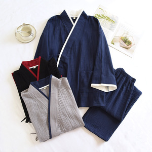 <span class=keywords><strong>Pyjama</strong></span> Kimono Hanfu pour <span class=keywords><strong>homme</strong></span>, style japonais, en gaze de coton pur, pour printemps, automne et hiver, <span class=keywords><strong>grande</strong></span> <span class=keywords><strong>taille</strong></span> (jusqu'à 100 kg), ensemble de tenue de sauna à domicile - Product Image 2