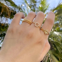 Simple Délicat Romantique Élégant Design Bijoux De Haute Qualité En Acier Inoxydable Or Couleur Cubique Zircone Pavé Cercle Anneau