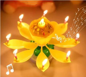 Candelabro Musical de Resina con Diseño de Flor de Loto, Candelabro Giratorio con Música, Vela Decorativa de Alta Gama - Product Image 4