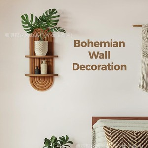 Wooden <b>Wall</b> <b>Mounted</b> <b>Shelf</b> Oval 2 Tier Floating <b>Shelf</b> For Living Room Decor - Product Image 4