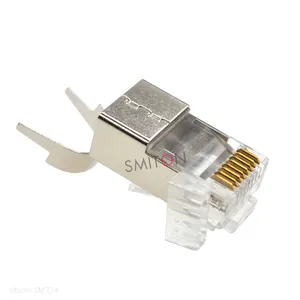 Conector de duas peças para rede 8p8c CAT8 com clipe protegido Rj45