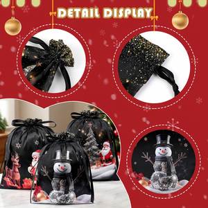 Customized Recyclable Christmas Gift Drawstring Bag Heat Transfer/Silk Screen Printing Natural Cotton <b>Red</b> <b>Ribbon</b> Zhejiang Origin - Product Image 2