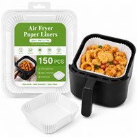 [Vente en gros usine] 150 pièces de papier sulfurisé carré blanc double face de 5 pouces pour friteuse à air - Extra épais 38 g/m² résistant à l'huile pour la cuisson des biscuits