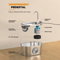 Fontaine à eau automatique pour chat en acier inoxydable 3,2 L, fontaine à eau intelligente pour animaux de compagnie avec alimentation CA et fenêtre de niveau d'eau