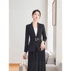 Women's Suit <b>Set</b> With Pleated Skirt Full Sleeve Anti-Wrinkle <b>Office</b> Lady Commute Wear - Product Image 2