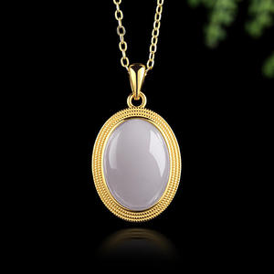 Pendentif en jade naturel de Hotan gris-violet, argent S925 avec incrustation d'or, accessoires, certificat d'évaluation inclus D974 - Product Image 2