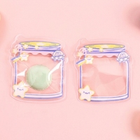 Pochette refermable personnalisée découpée sur mesure, motif dessin animé mignon, sac d'emballage transparent en plastique en forme de pot pour petits cadeaux et collations