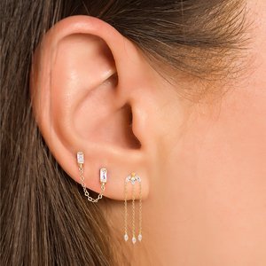 Pendientes de Cadena de Lujo Estilo Ins con Borlas y Circonitas Ojo de Caballo de Plata de Ley, Moda Europea y Americana ROXI - Product Image 5