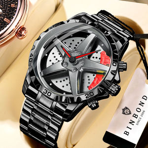 Reloj de Cuarzo para Hombre con Diseño Personalizado, Resistente al Agua, con Diseño de Rueda de Coche, Motor de Locomotora, Freno y Calibre, con Correa de Acero Inoxidable - Product Image 1