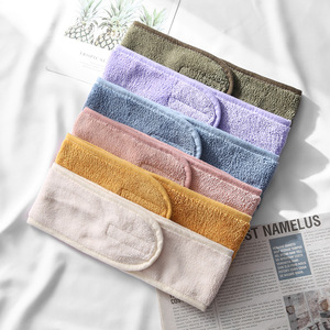 Diadema Ajustable de Terciopelo de Coral de Poliéster para Maquillaje y Spa <span class=keywords><strong>Facial</strong></span>, Toalla de Tela de Rizo con Cinta Mágica, Técnica de Tejido - Product Image 5