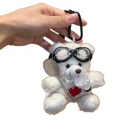 2026 nouveau porte-clés en peluche ours de Badminton, poupée en peluche avec logo personnalisé, cadeau de sport pour les enfants, faveur de fête en gros