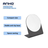 Miroir de maquillage circulaire OEM tendance avec base en fer, miroir de table simple face sans cadre, vente en gros pour la maison et l'hôtel