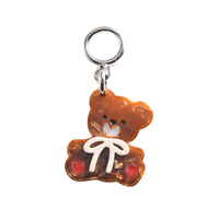 Porte-clés en acétate motif animal mignon, texture marbrée, ours, chat, breloque de sac vintage en acétate de cellulose pour femme, accessoires de sac Y2K