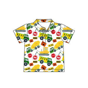 T-shirt personnalisé BT1794 à manches courtes pour bébé garçon, imprimé jaune-vert, vêtements d'été pour enfant - Product Image 1