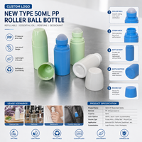 Flacon de parfum à bille rechargeable en PP de 50 ml, nouveau type, avec logo personnalisé, pour huiles essentielles, parfums et déodorants, avec bouchon rond en plastique