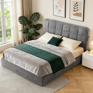 <span class=keywords><strong>Lit</strong></span> plateforme moderne en métal avec housse en tissu amovible, cadre <span class=keywords><strong>de</strong></span> <span class=keywords><strong>lit</strong></span> rembourré intelligent pour la vente en ligne et les projets hôteliers. - Product Image 3
