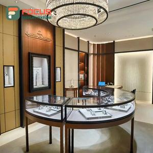 Modern Wall Mounted Jewelry Display Cabinet Glass Display LED Light High End <b>Wooden</b> Jewelry Display Fixtures - Product Image 3