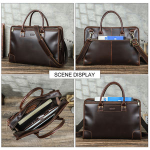 Aangepaste Volkoren Olie Gelooid Echt Lederen Aktetas Kantoortas Voor Heren 14.2 ''Laptop Handtas Met Afneembare Schouderband - Product Image 4