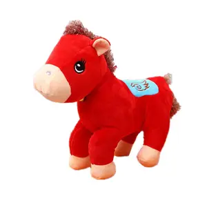 Oem Rood Paard Cartoon Mascotte Gevulde Pluche Kleine Speelgoed