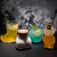 Vente en gros Tasse à café en verre PC transparente monocouche créative amusante Design moderne pour fête Tasse à cocktail personnalisée pour bar