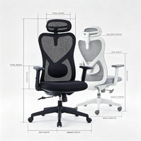 Chaise de bureau ergonomique à dossier haut en maille avec appui-tête réglable, support lombaire et base pivotante pour espace de travail commercial