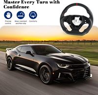 Volante Deportivo en Forma de D de Fibra de Carbono Real con Indicador de Cambio LED y Cuero Nappa para Chevrolet Camaro 2016-2020