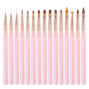 ชุดแปรงเพ้นท์เล็บไนลอน 15 ชิ้น ด้ามยาว สำหรับวาดเส้น ลายดอกไม้ คริสตัล ไล่สี - Product Image 5