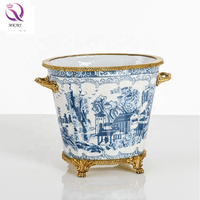 Vase en céramique avec seau à glace en cuivre, pot de fleurs de bureau, artisanat rétro européen et américain, européen et chinois, nouveau, 2020