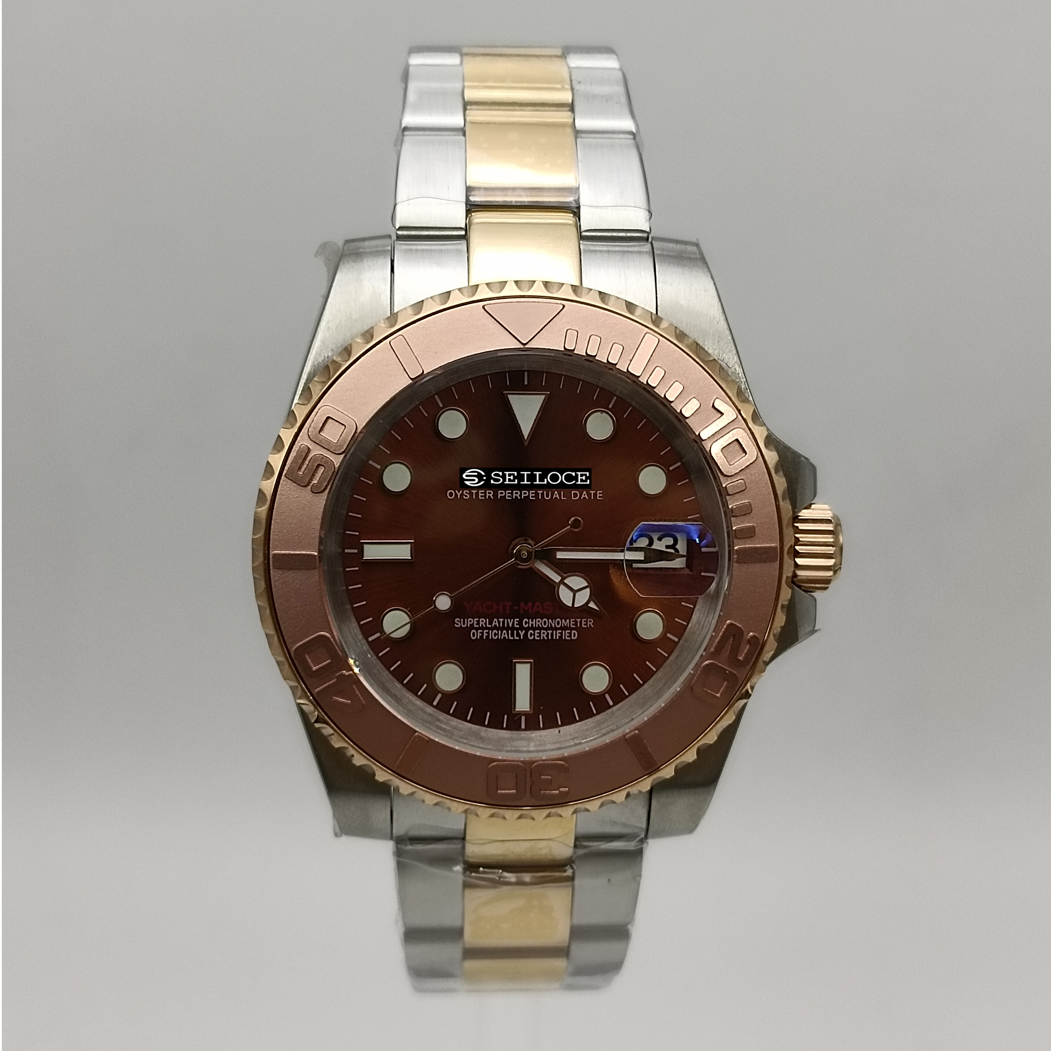 Two-Tone Rose Gold Case+Brown Dial