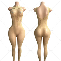 ELITES Ensemble 2 pièces en dentelle et résille orné de strass, Robes sexy, Tenues de performance pour strip-teaseuses, Bodys, Bikinis, Lingerie